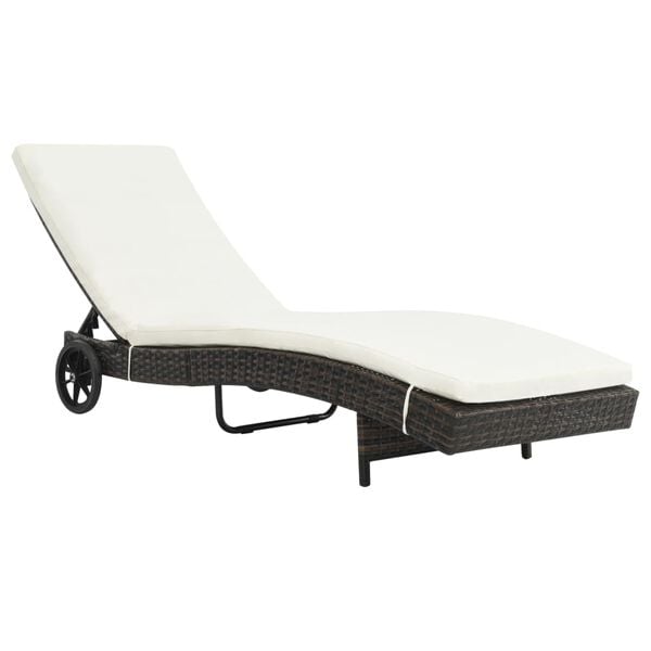 vidaXL Sun Lounger Brown and cream white