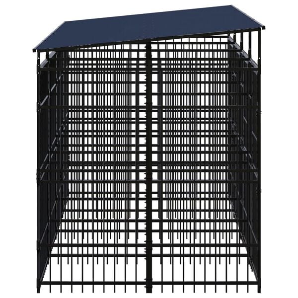 vidaXL Dog Kennel Black Powder-coated steel Large Durable Dog Kennel