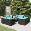 vidaXL Garden Lounge Set Black PE rattan 9 piece set Modular