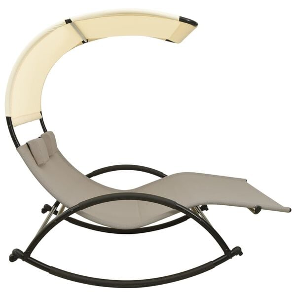 vidaXL Sun Lounger Taupe and Cream Textilene, Steel Large