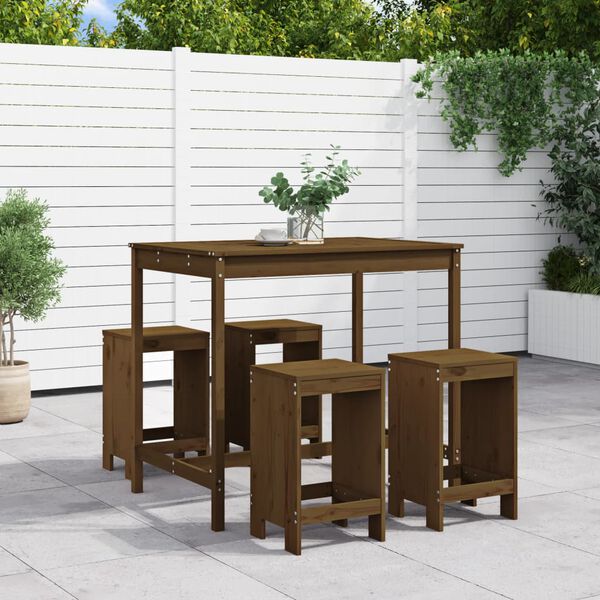 vidaXL Garden Bar Set Honey brown Solid pine wood Medium Durable
