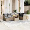 vidaXL Garden Sofa Set Beige PE Rattan Large Adjustable Armrests