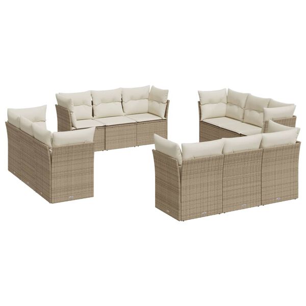 vidaXL Patio Sofa Set Beige PE rattan Large Modular
