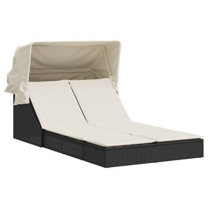 vidaXL Double Sun Lounger Black, Cream White