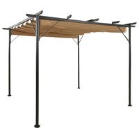 vidaXL Pergola with Retractable Roof Taupe 9.8'x9.8' Steel 0.6 oz/ft²