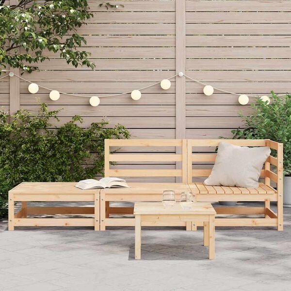 vidaXL Garden Sofa Natural Pine Solid Pine Wood 82.7 in wide Garden Sofa