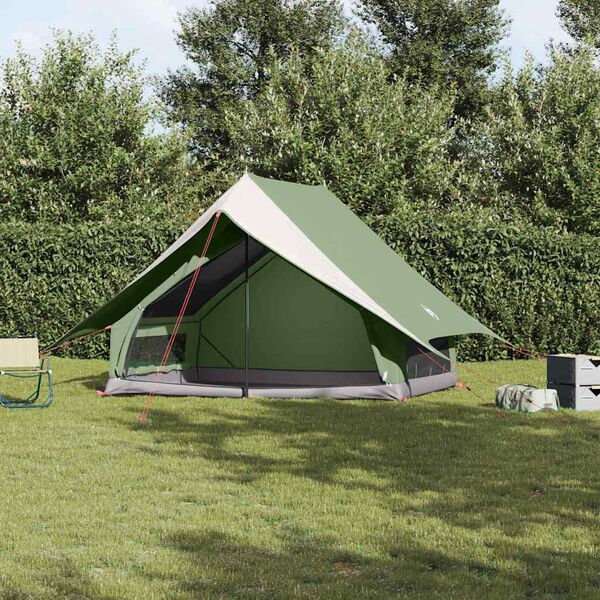 vidaXL Family Tent with Roof Green and White 315 x 286 x 200 cm