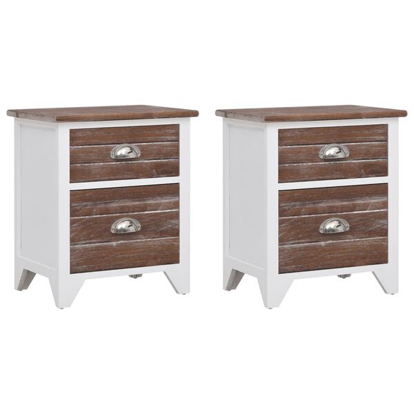 vidaXL Cabinet Set of 2 Brown and White Paulownia Wood and Plywood