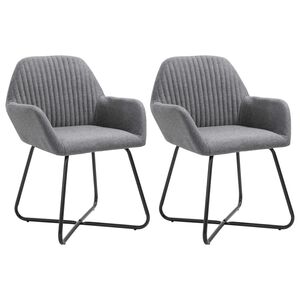 vidaXL Dining Chair Set of 2 Dark Gray Fabric and powder-coated steel