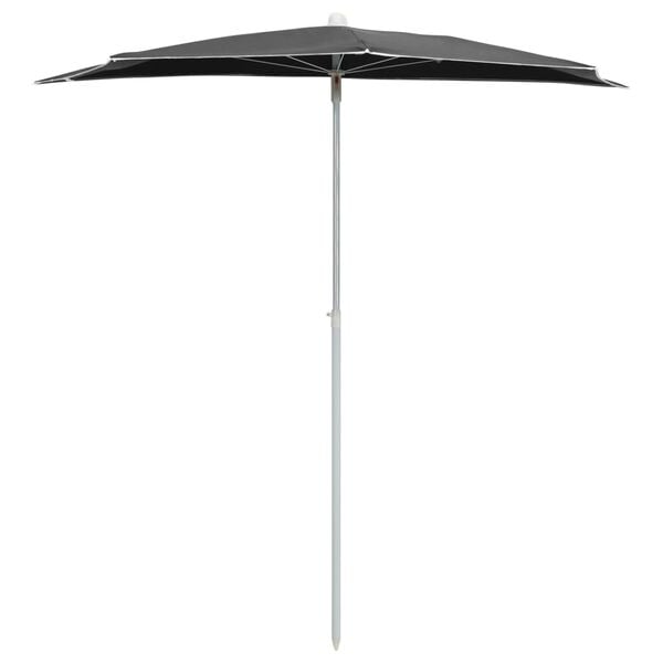 vidaXL Garden Half Parasol with Pole 70.9"x35.4" Anthracite