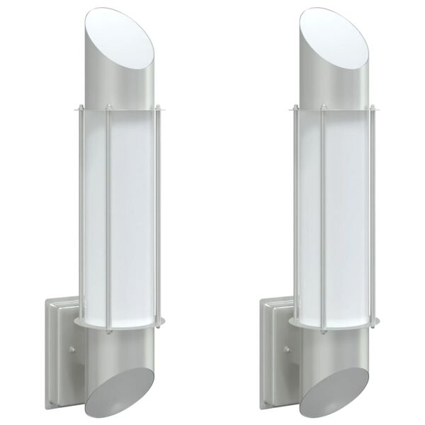 vidaXL Outdoor Wall Light Set of 2 Silver Stainless steel, Polycarbonate