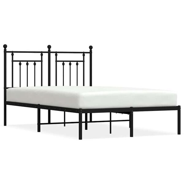 vidaXL Bed Frame Black Powder-Coated Steel 53.1 x 74.8 in Bed Frame