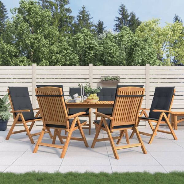vidaXL Reclining Garden Chair Set of 6 Natural Solid Teak Wood Standard