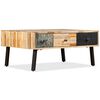 vidaXL Coffee Table Brown, Black, Marbled Reclaimed Teak, Steel Medium