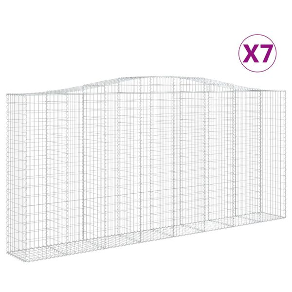 vidaXL Gabion Basket Set of 7 Silver Galvanized Iron Large