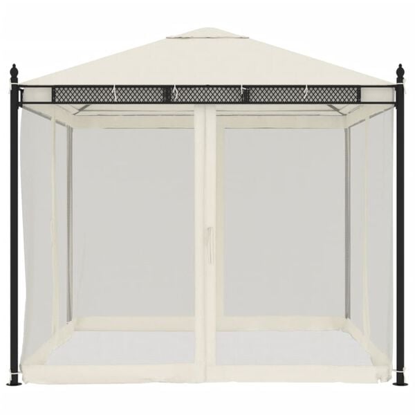 vidaXL Gazebo with Mesh Walls Cream 9.6'x9.6' Steel