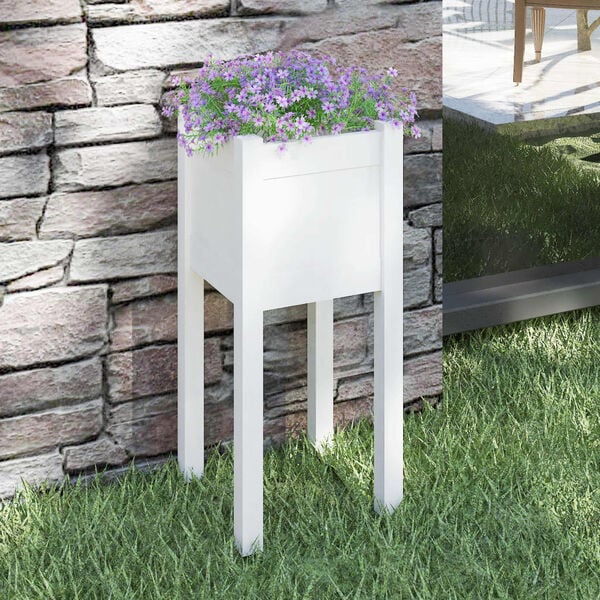 vidaXL Planter White Solid pinewood 12x12x27.6 in Durable Planter
