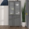 vidaXL Highboard Set of 2 Dark Grey Solid pine wood, MDF, glass