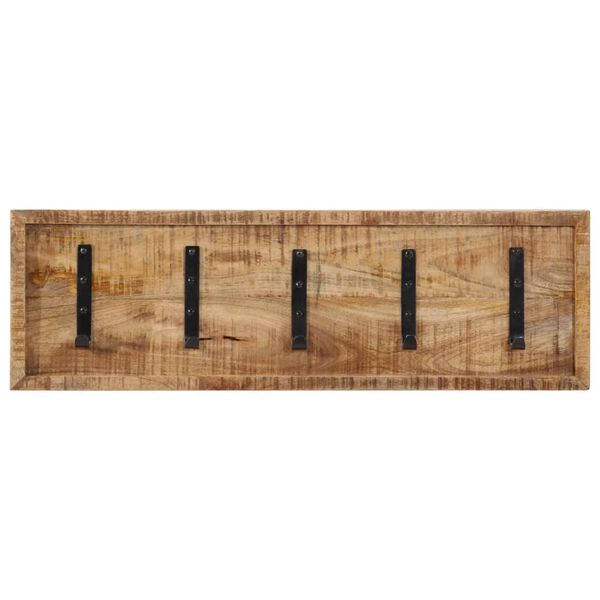 vidaXL Coat Rack Natural wood, Black Solid mango wood, Iron Medium