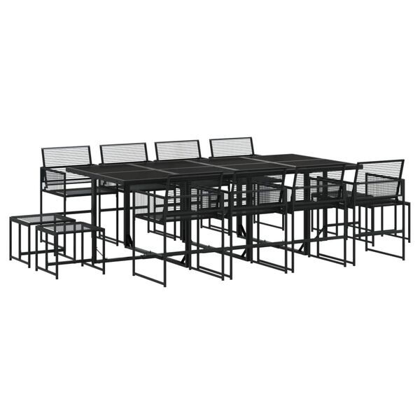 vidaXL Garden Dining Set Black Poly Rattan 13 Piece Set Stackable