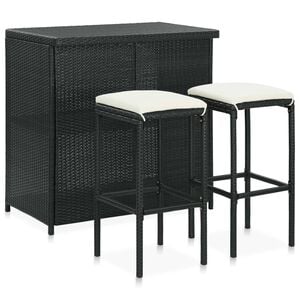 vidaXL Bar Set Black, Cream White PE rattan, steel, polyester Compact