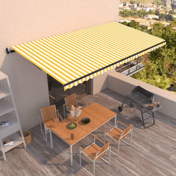 vidaXL Retractable Awning Yellow and White