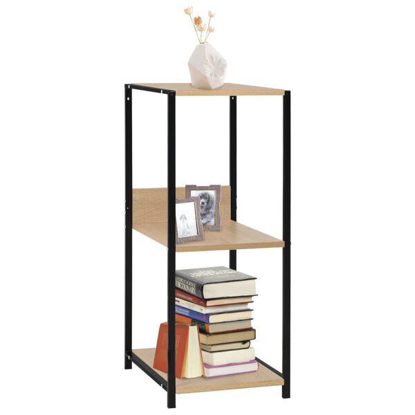 vidaXL Book Shelf Black and oak Engineered wood Small Rectangular