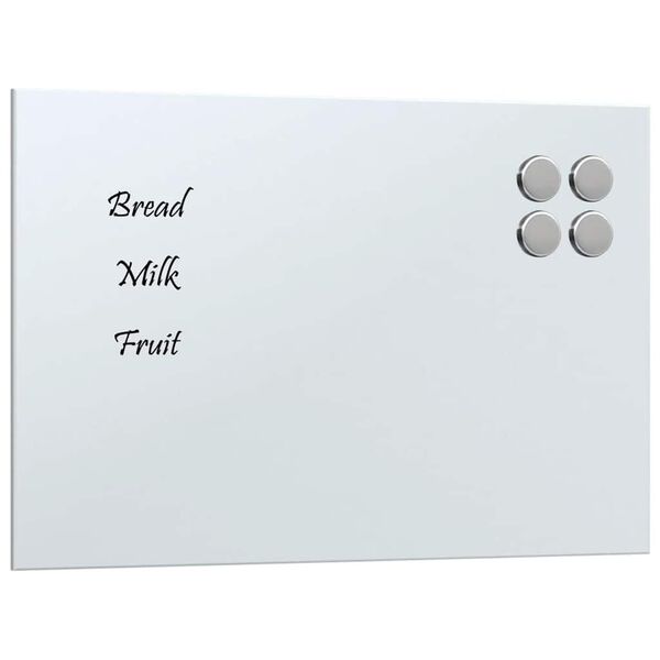 vidaXL Wall-mounted Magnetic Board White 11.8"x7.9" Tempered Glass