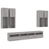vidaXL 7 Piece TV Wall Stand Set with LED Lights Gray Sonoma