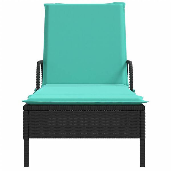 vidaXL Sun Lounger Black PE rattan Standard Adjustable Armrests