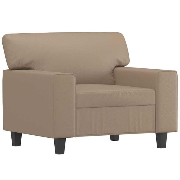 vidaXL Sofa Chair Cappuccino Faux Leather, Polyester, Cotton, Metal, Foam