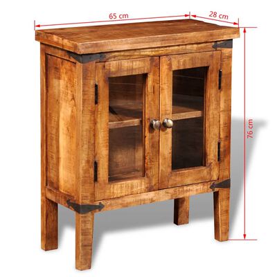 vidaXL Storage Cabinet with Glass Doors Rough Mango Wood