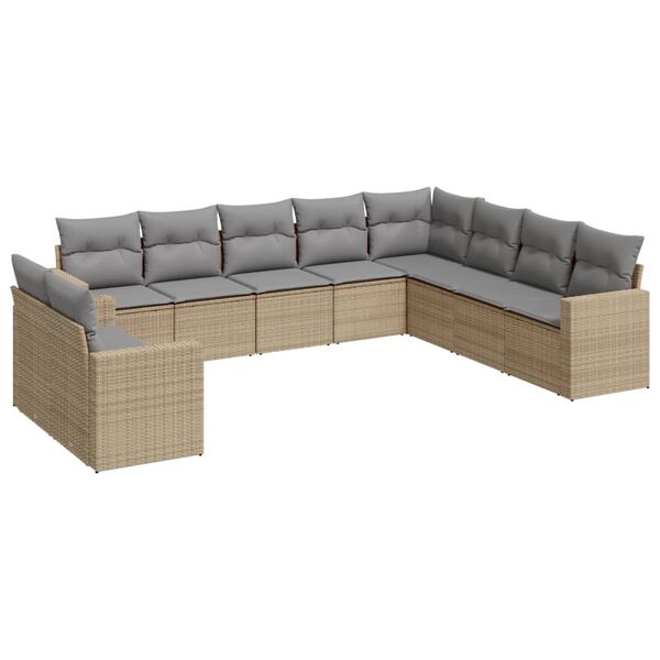 vidaXL Garden Sofa Set Beige Poly Rattan, Powder-Coated Steel Large