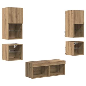 vidaXL TV Wall Units 8 pcs Artisan Oak Engineered Wood