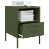 vidaXL Bedside Cabinet Set of 2 Olive Green Cold-rolled Steel Standard