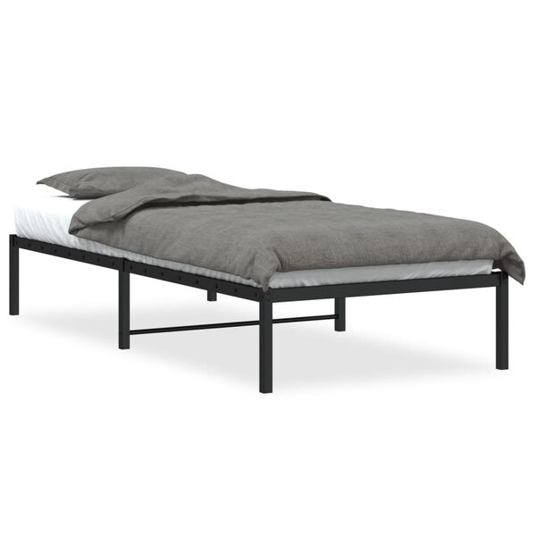 vidaXL Bed Frame Black Steel Twin Bed Frame Rectangular Modern
