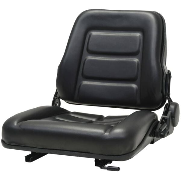 vidaXL Tractor Seat Black PVC and Steel Medium Forklift Seat