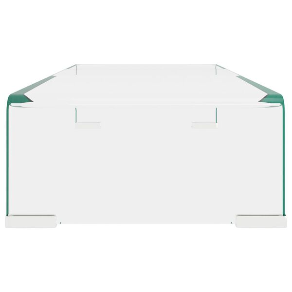 vidaXL TV Stand Clear Tempered Glass, Plastic 23.6 x 9.8 x 4.3 in