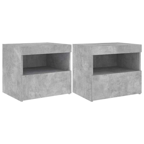 vidaXL Bedside Cabinet Set of 2 Concrete grey Engineered wood Medium