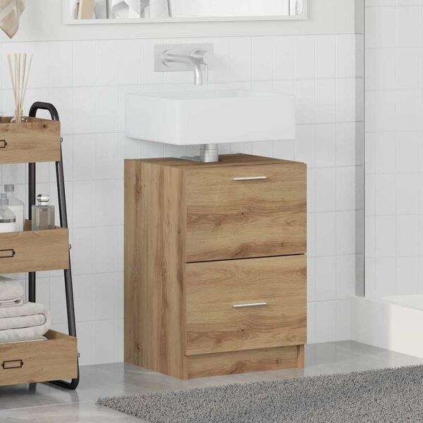 vidaXL Bathroom Cabinet with Door Artisan Oak 15.75 x 14.57 x 23.23 in