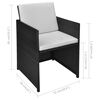 vidaXL Garden Table And Chair Black PE rattan, Steel, Glass, Polyester