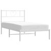 vidaXL Bed Frame White Powder-Coated Steel Twin Bed Frame Rectangular