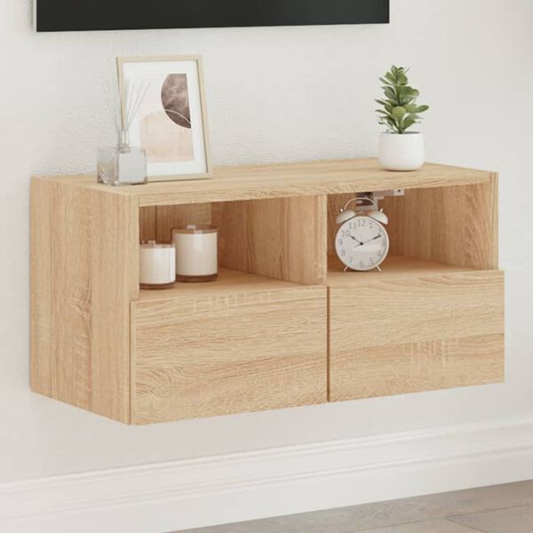 vidaXL TV Wall Cabinet Sonoma oak Engineered wood 23.6x11.8x11.8 in