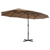 vidaXL Parasol Taupe Polyester Extra Large Height-Adjustable