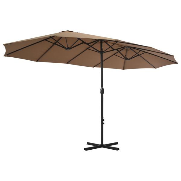 vidaXL Parasol Taupe Polyester Extra Large Height-Adjustable