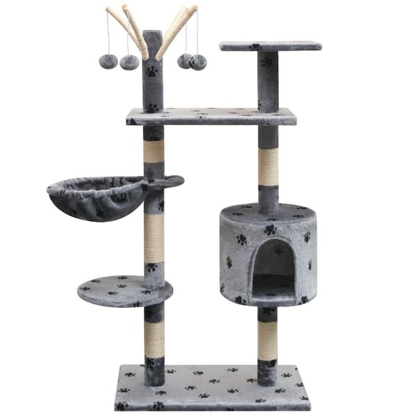 vidaXL Cat Tree Grey with black paw prints