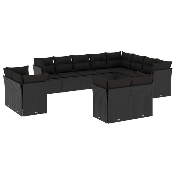 vidaXL Garden Sofa Set Black PE rattan Large Modular Garden Sofa Set