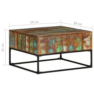 vidaXL Coffee Table 26.8"x26.8"x16.1" Solid Reclaimed Wood