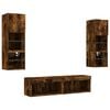 vidaXL 6 Piece TV Wall Units with LED Smoked Oak Engineered Wood