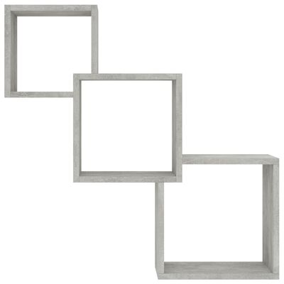 vidaXL Cube Wall Shelves Concrete Gray 33.3"x5.9"x10.6" Chipboard